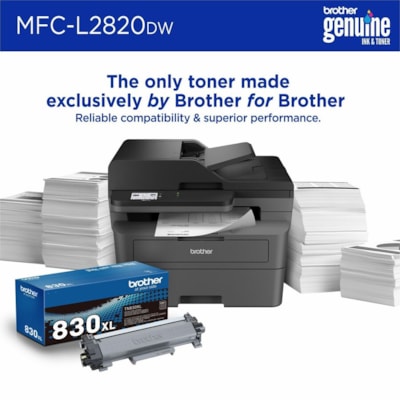 Brother MFC-L2820DW Wireless Laser Multifunction Printer - Monochrome - Gray - Copier/Fax/Printer/Scanner - 34 ppm Mono/7.9 ppm Color Print - 1200 x 1200 dpi Print - Automatic Duplex Print - Up to 35000 Pages Monthly - Monochrome Scanner - 1200 x 1200 dpi Optical Scan - Ethernet - Wireless LAN - App ER MULTIFUNCTION 
