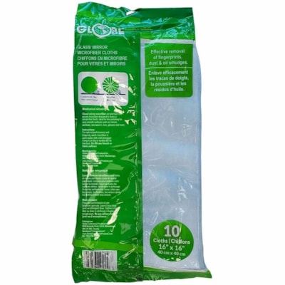 Globe Glass/Mirror Microfiber Cloth - 16 Inch X 16 Inch / Blue / 20 Packs of 10 - For Glass, Mirror, Surface, Window, Lens - Cloth - 16" (406.40 mm) Length x 16" (406.40 mm) Width - Streak-free, Launderable, Soft, Non-abrasive, Non-scratching - Blue - 10 / Pack WITHSTANDS HUNDREDS OF WASHES GREEN CLEANING