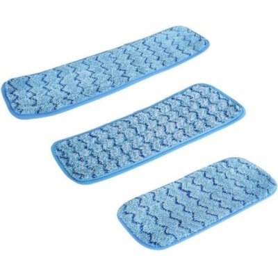 Globe Blue Microfiber Wet Pad - 12"L / Blue - 6" (152.40 mm) Width x 14.50" (368.30 mm) Length - Absorption, Durable, Hook & Loop Backing, Long Lasting - MicroFiber, Nylon, Polyester - Blue - 1.46 lb (662.24 g) - 1 Each SPLIT NYLON/POLYESTER BLEND DOUBLE FINISHED EDGES