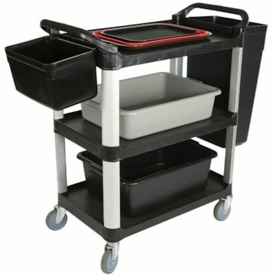 Globe Utility Carts - Large / 400Lbs / 40"L X 19.75"W X 37"H / Black - 181.44 kg Capacity - 4 Casters - 4" (101.60 mm) Caster Size - 40" Length x 19.7" Width x 37" Height - Black - 1 Each ACCOMODATES UP TO 200LBS 