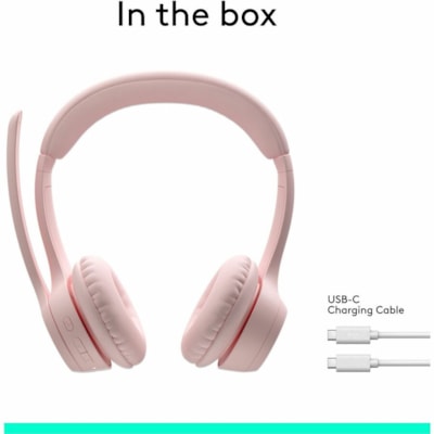 Logitech Zone 300 Headset - Stereo - Wireless - Bluetooth - 98.4 ft (30 m) - 50 Hz to 20 kHz - Over-the-head - Binaural - Supra-aural - Noise Cancelling Microphone - Rose  