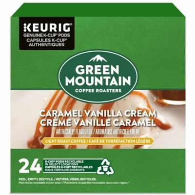 Green Mountain Coffee - Coupe K Café 5000376321 - Compatible avec Cafetière Keurig K-Cup - Américaine, Normal - Clair - Coupe K - Crème vanille caramel - Kasher - 24 / boîte  