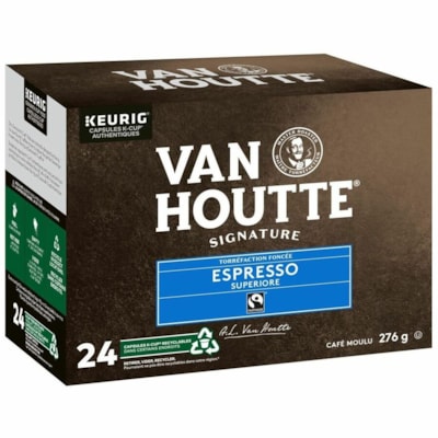 VAN HOUTTE K-Cup Espresso Superiore Dark Roast Signature Coffee - Compatible with Keurig K-Cup Brewer - American, Regular - Dark - K-Cup - Espresso - Kosher - 24 / Box 24/BX  KEURIG 