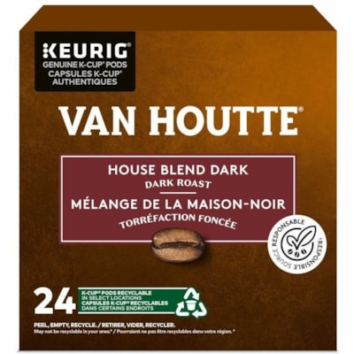 VAN HOUTTE - Coupe K Café 5000375858 - Compatible avec Cafetière Keurig K-Cup - Américaine, Normal - Foncé - Coupe K - Mélange maison, Classique - Kasher - 24 / boîte 24/BOX 