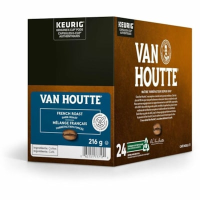 VAN HOUTTE K-Cup French Roast Dark Roast Coffee - Compatible with Keurig K-Cup Brewer - American, Regular - Dark - K-Cup - French Roast - Kosher - Decaffeinated - 24 / Box  