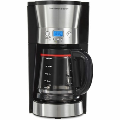 Hamilton Beach 12 Cup Programmable Coffee Maker with Cone Filter, Black & Stainless - Programmable - 1025 W - 12 Cup(s) - Timer - Black, Stainless Steel - Plastic Body - Glass Carafe  