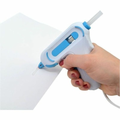 Westcott Premium Safety Mini Hot Glue Gun, Low Temp (16757) - 270°F (132.2°C) - Plastic - Blue, White MAX 270F  NON-STICK NOZZEL ERGO HANDLE W/ X-LARGE TRIGGER