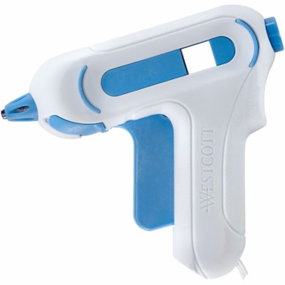 Westcott Manual Glue Gun - White, Blue MAX 360F  NON-STICK NOZZEL ERGO HANDLE W/ X-LARGE TRIGGER