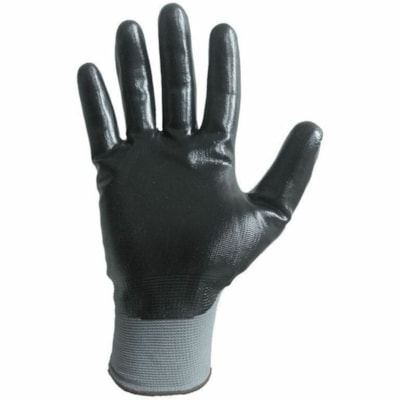 RONCO Flexsor 76-400 Work Gloves - Nitrile Coating - Small Size - Nylon - Black, Gray - Reusable, Excellent Grip, Comfortable, Abrasion Resistant, Breathable, Soft, Seamless, Flexible, Knit Wrist - For Assembly, Shipping, Machinery, General Trade, Warehouse, Finished Goods, Carpentry, Stocking, Cabl SMALL NITRILE COATED NYLON GLOVES