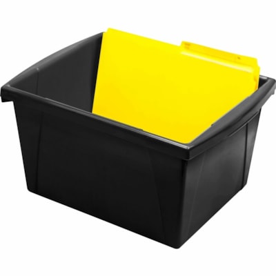 Storex 4 Gallon Storage Bin, Black - 15.10 L - Handle, Impact Resistant, Sturdy, Drop Resistant - Black - Plastic BLACK 