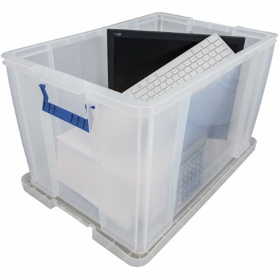 Bankers Box Storage Case - Internal Dimensions: 22.60" (574.04 mm) Width x 14.87" (377.70 mm) Depth x 14.75" (374.65 mm) Height - External Dimensions: 26" (660.40 mm) Width x 17.3" (439.42 mm) Depth x 15.3" (388.62 mm) Height - 22.45 gal (85000 mL) - Locking Clip, Lid, Flip Top Closure - Stackable - 85 L LARGE CAPACITY STORAGE BOX