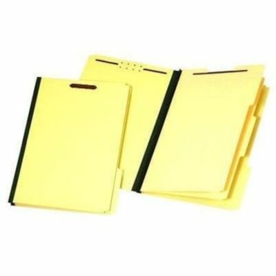 Pendaflex 2/5 Tab Cut Legal Recycled Classification Folder with Fastener - 8 1/2" x 14" - 875 Sheet Capacity - 3 1/2" Expansion - 6 Fastener(s) - Right of Center Tab Position - 2 Divider(s) - Pressboard - Green - 60% Recycled - 1 / Each 3.5" EXP  2 DIVIDERS  6 FASTNR 