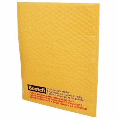 Scotch Plastic Bubble Mailer 8914-ESF, 8.5 in x 11.25 in (21.6 cm x 28.6 cm) - Bubble/Shipping - #2 - 8 1/2" (215.90 mm) Width x 11 1/4" (285.75 mm) Length - Self-sealing - Kraft - Plastic, Poly - 10 / Pack 8.5" X 11.25" 