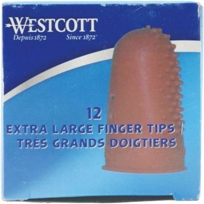 Westcott Ventilated Finger Tips, Extra Large or Thumb - 0.94" (23.81 mm) Diameter - Extra Large Size - Rubber - Red - 12 / Box EXTRA LARGE  15/16"  12/BX 