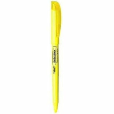 BIC Brite Liner Highlighter - Chisel Marker Point - Fluorescent Yellow Ink - Water Based - Fluorescent Yellow Barrel - 1 Each YELLOW  CHISEL POINT 