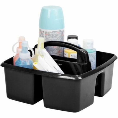 Storex Small Caddy, Black - 3 Compartment(s) - Handle, Washable, Dishwasher Safe - Black BLACK 