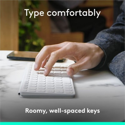 Logitech Keys-To-Go 2 Keyboard - Wireless Connectivity - Bluetooth - Volume Control, Screen Brightness, Media Player, Easy-Switch Hot Key(s) - iOS 17, macOS 14, iPadOS 17, Linux, Android 12, Windows 10, ChromeOS - iPad, iPhone, Apple TV, Notebook - Mac, PC - Scissors Keyswitch - Button Cell Battery   