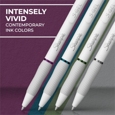 Sharpie S-Gel Pens - 0.7 mm (0.03") Medium Pen Point - Rich Dark Ink - Gel-based - Pearl White Plastic Barrel - 4 / Pack RICH DARK 
