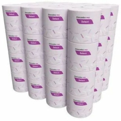 Cascades PRO - Papier hygiénique B012 - 1 Pli - largeur de 4,20 po (106,68 mm) x longueur de 3,80 po (96,52 mm) - 1000 Feuilles/Rouleau - Blanc - Papier - 48 Rouleaux paremballage 4"X3.25" 1000 FEUILS/ROUL 1PLI 