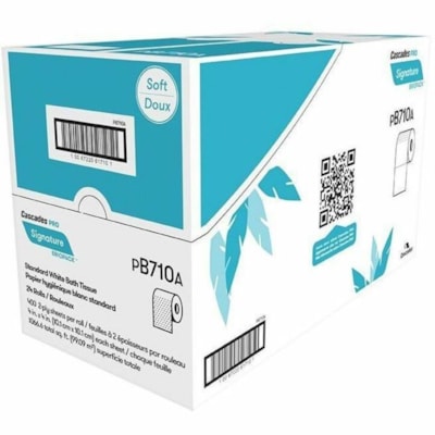 Cascades PRO Signature Bathroom Tissue - 2 Ply - 4" (101.60 mm) Width x 4" (101.60 mm) Length - 400 Sheets/Roll - White - Paper - 24 Rolls Per Pack 4 SHEET  400 SHEETS/ROLL  2PLY 