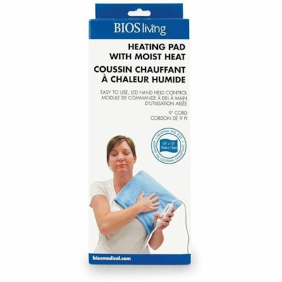 BIOS Medical Digital Heating Pad With Moist Heat Technology - 2 Hour (Automatic Shut Off) - 24" (609.60 mm) x 12" (304.80 mm) - 9 ft (2.74 m) Cord - 4 Heat Settings 4 HEAT SETTINGS AUTO SHUT OFF