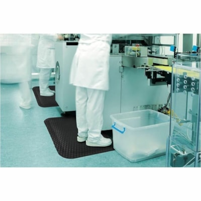 M+A Hog Heaven Anti-fatigue Mat - Indoor, Commercial, Industry, Workstation, Floor - 36" (914.40 mm) Length x 24" (609.60 mm) Width x 0.625" (15.88 mm) Thickness - Rectangular - Nitrile Rubber - Black - 1 / Unit BLACK BORDER 5/8" THICKNESS ANTI-FATIGUE MAT
