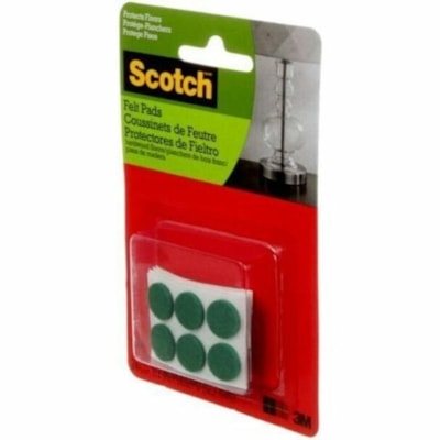 Scotch Felt Pad - Round - Green - 24/Pack SELFSTICK  SIZE0.5 IN (1.27CM) 