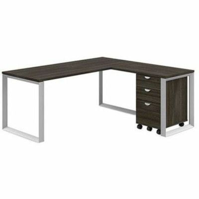 HDL - Bureau Innovations INV6660TB-LOOP-GDSL - Tissu: Métal, Stratifié - Finition: Gris du soir, Stratifié - Pour Chambre de résidence, Bureau à domicile, Entreprise, Bureau, Commercial GREY DUSK W/SILVER LOOP LEGS 66"WX60"DX29"H PACK IN 7 BOXES