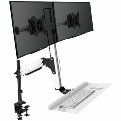Rocelco - Montage de bureau Sit-Stand pour Moniteur, Poste de travail, Ordinateur, Clavier, Souris - Noir - Hauteur réglable - 27 po Support d'écran - 24 lb (10886,22 g) Capacité de charge - Acier, Aluminium - 1 Unité  Floating Desk ise à debout.