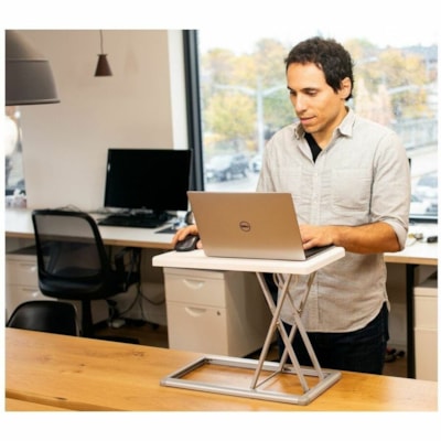 Rocelco PDR Portable Desk Riser - 15" (381 mm) Height x 19" (482.60 mm) Width x 10" (254 mm) Depth - Desk - White - For Travel, Hotel, Dorm Room, Notebook, Mouse - Portable, Compact, Foldable r 