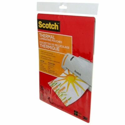 Scotch Thermal Laminating Pouches TP3854-20-C, 228 mm x 291 mm, 20/Pack - Sheet Size Supported: Letter 8.50" (215.90 mm) Width x 11" (279.40 mm) Length - Laminating Pouch/Sheet Size: 8.98" (228 mm) Width x 11.46" (291 mm) Length x 3 mil (0.08 mm) Thickness - Glossy - for Document, Classroom, Home, L TP3854-20-C 9INX11.5IN (228MMX291MM)