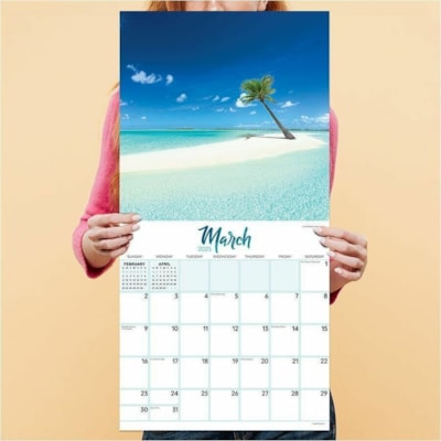 TF Publishing 2025 Tropical Beaches Wall Calendar - Standard - 12 Month - January 2025 - December 2025 - 12" x 12" Sheet Size - Wall Mount - PaperMonthly Grid, Printed, Monthly Calendar  