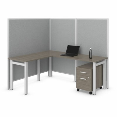 Offices To Go OTG | 60" Panel - Fabric Top and Bottom - 60" (1524 mm) Width x 66" (1676.40 mm) Height x 1.30" (33.02 mm) Depth - Black Aluminum Frame - Fabric - Medium Taupe LOLA  MEDIUM TAUPE 