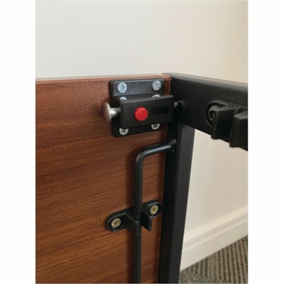 HDL Folding Desk - Walnut Table Top - Security Lock - For Home Office, Computer 43.3" W X 21.7" D X 29.5" H 