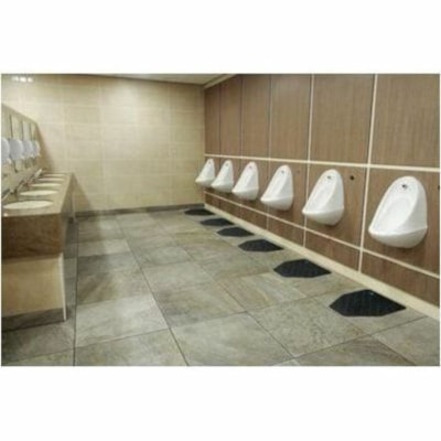 M+A CleanShield - Floor, Urinal - 17" (431.80 mm) Length x 17" (431.80 mm) Width x 0.120" (3.05 mm) Thickness - Diamond Pattern - Polyester - 6 / Case CHARCOAL 17.25" X 20.5" DISPOSABLE RESTROOM MAT