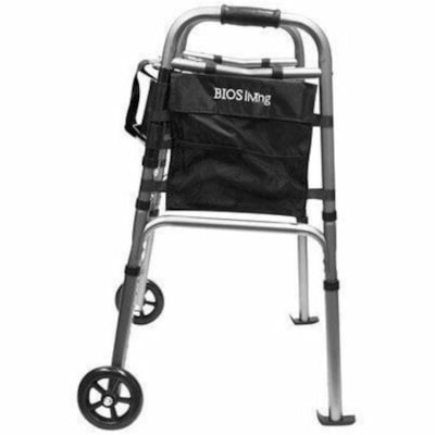 BIOS Living Deluxe Folding Walker with Wheels - 300 lb (136077.71 g) Load Capacity - Lightweight, Foldable, Adjustable Height - Silver SILVER  DELUXE 