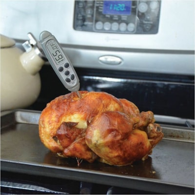 BIOS Professional Waterproof Pocket Thermometer - 40°F (-40°C) to 446°F (230°C) - Water Proof, Dishwasher Safe, Calibrated, Memory Function, Easy to Read, On/Off Switch, Waterproof Probe - For Food - Gray WATERPROOF RESPONSE TIME 5 SECONDS