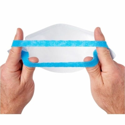 KIMTECH N95 Pouch Respirator - Small - Particulate Protection - Polypropylene - White - Comfortable, Breathable, Foldable, Adjustable Nose-piece, Soft, Stretchable, Latex-free, Head Strap, Lightweight - 50 / Pack  SMALL SIZE WHITE W/2 BLUE HEADBANDS