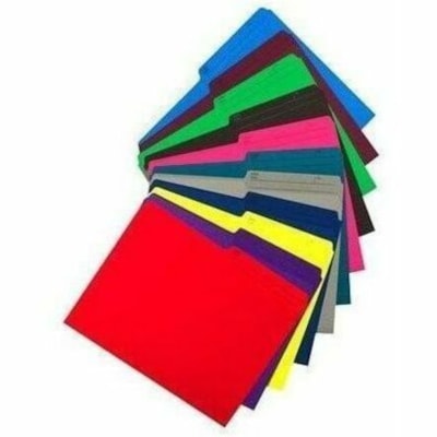 Grand & Toy 1/2 Onglet coupé format lettre Recyclé Chmise de rangement - 8 1/2 po (215,90 mm) x 11 po (279,40 mm) - Vert - 10% Recyclé - 100 / Unité DEMI ONGLETS RÉVERSIBLE RAINÉ POUR EXPANSION