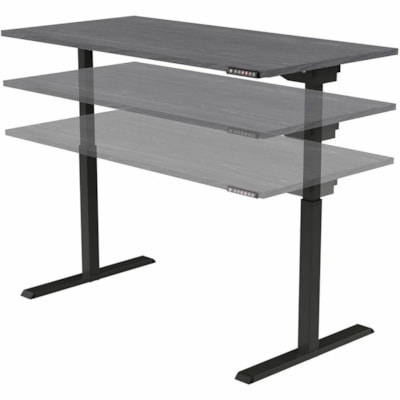 Realspace Magellan 60" Performance Electric Height-Adjustable Standing Desk, Grey - T-shaped Base - Modern Style - 2 Legs - Height Adjustable - 60" (1524 mm) Table Top Width x 30" (762 mm) Table Top Depth - 43" (1092.20 mm) Height - Business, Office, Home - Assembly Required - Gray, Dark - Steel, Wo  