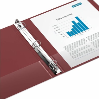 Davis Essential Ring Binder - Letter - 8 1/2" x 11" Sheet Size - 200 Sheet Capacity - 1" (25.40 mm) Ring - Fastener(s): 3 x Round Ring - Pocket(s): 2, Inside Front & Back - Polypropylene, Board - Burgundy - Recycled - Label Holder, PVC-free, Spine Label, Durable - 6 / Pack  