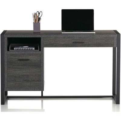 Realspace DeJori 51" Writing Desk, Charcoal - 2 x Storage Drawer(s) - Material: Engineered Wood, Laminate, Paperboard - Finish: Charcoal - Center Drawer - For Writing, Document, Stationary, Book, Computer WRITING DESK CHARCOAL 