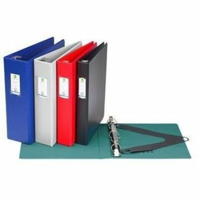 Grand & Toy 3" Locking D-Ring Letter-Size Binder, Red - Letter - 8 1/2" (215.90 mm) x 11" (279.40 mm) Sheet Size - 650 Sheet Capacity - 3" (76.20 mm) Ring - Fastener(s): 3 x D-Ring - Pocket(s): 4, Front & Back, Internal - Polypropylene, Plastic, Vinyl - Red - Recycled - Locking Ring, Lockable, Easy  LEATHER GRAINED VINYL 2 INSIDE POCKETS