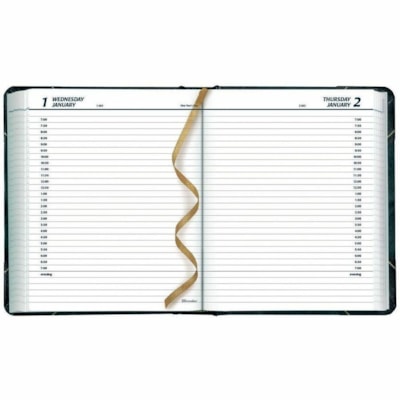 Brownline Daily Planner Hard Cover 8" x 6-1/2" , English, Green - Daily - 1 Year - January 2025 - December 2025 - 7:00 AM to 7:00 PM - Half-hourly - 1 Day Single Page Layout - 6 1/2" x 8" Sheet Size - Sewn - Hard Cover, Appointment Schedule, Reference Calendar, Expense Tracking - 1 Each  
