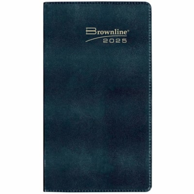Brownline Two-Year Monthly Pocket Planner, English - Julian Dates - Monthly - 2 Year - January 2025 to December 2026 - 3 1/2" (88.90 mm) x 6 1/2" (165.10 mm) Sheet Size - Saddle Stitch - Assorted - Vinyl - Notepad, Soft Cover - 1 Each  