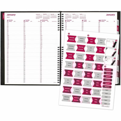 Brownline CoilPro Weekly Planner, 11" x 8-1/2" , English - Weekly - January 2025 to December 2025 - 7:00 AM to 8:45 PM - Monday - Friday, 7:00 AM to 5:45 PM - Saturday - 2 Week Double Page Layout - 8 1/2" (215.90 mm) x 11" (279.40 mm) Sheet Size - Twin Wire - Black - Pocket, Phone Directory, Address  