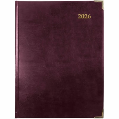 Brownline Executive Daily Planner, 10-7/8" x 7-5/8" , Trilingual, Assorted - Julian Dates - Daily - January 2025 to December 2025 - 7:00 AM to 10:45 PM - Quarter-hourly - 1 Day Single Page Layout - 7 5/8" (193.68 mm) x 10 7/8" (276.23 mm) Sheet Size - Sewn - Assorted - Leather - Hard Cover, Ribbon M  