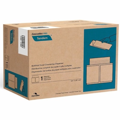 Cascades PRO - Distributeur de serviettes en papier Tandem - Dispenser Gris foncé Enchevêtré - Sans bourrage, Sans contact - 1 Unité  