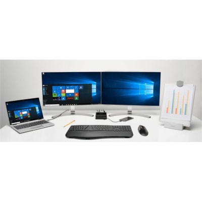 Kensington Pro Fit Ergo Wireless Keyboard-Black - Wireless Connectivity - Bluetooth/RF - 4 - 2.40 GHz - USB Interface - ChromeOS, macOS, Windows - Black BLUETOOTH  WIRELESS - BLACK 