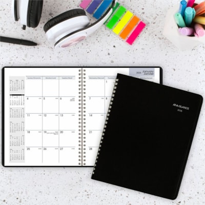 Agenda mensuel 2026 AT-A-GLANCE pour vous aider à planifier vos evenements, vos tâches et vos rendez-vous. - Mensuel - 12 Mois - Janvier 2026 à Décembre 2026 - 1 Mois Disposition double page - format 6 7/8 po (174,63 mm) x 8 45/64 po (220,98 mm) - Reliure à spirales - Cover No 9 1/8 X 7 3/8 PO  BILINGUE 